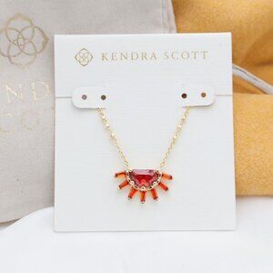 Kendra Scott Samantha Sun Collection. Gold Orange Glass Necklace